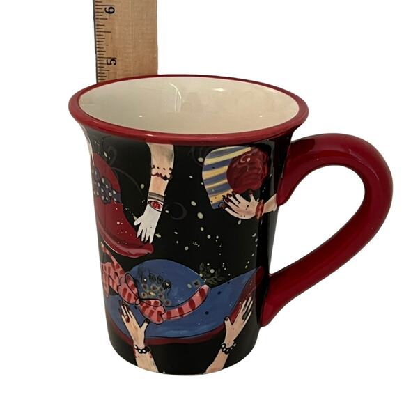 Certified International Susan Winget Red Hat Mug 15oz Red Handle Black Retired - Picture 7 of 8